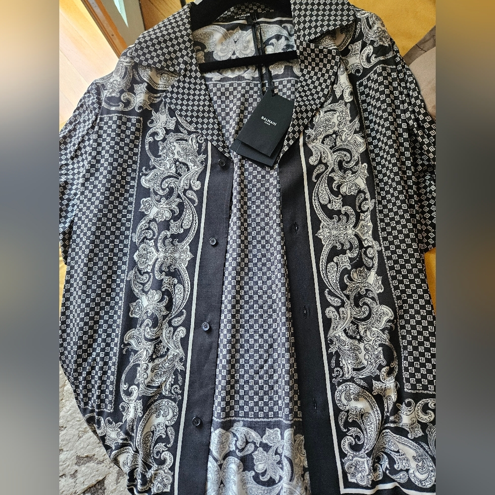 Balmain Paisley-print viscose short-sleeved shirt